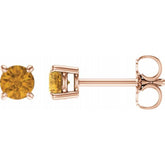 14K Rose 4 mm Natural Citrine Earrings